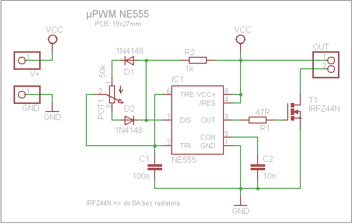 uPWM NE555 schemat